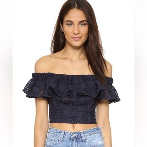 Rebecca Taylor Off Shoulder Dia Lace Blouse